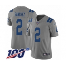Men's Indianapolis Colts #2 Rigoberto Sanchez Limited Gray Inverted Legend 100th Season Football Jersey