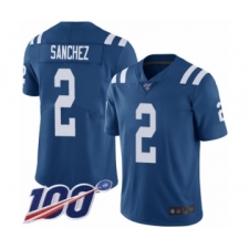 Men's Indianapolis Colts #2 Rigoberto Sanchez Royal Blue Team Color Vapor Untouchable Limited Player 100th Season Football Jersey