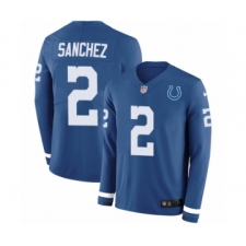 Men's Nike Indianapolis Colts #2 Rigoberto Sanchez Limited Blue Therma Long Sleeve NFL Jersey