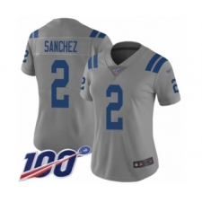 Women's Indianapolis Colts #2 Rigoberto Sanchez Limited Gray Inverted Legend 100th Season Football Jersey