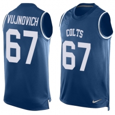 Men's Nike Indianapolis Colts #67 Jeremy Vujnovich Limited Royal Blue Player Name & Number Tank Top NFL Jersey