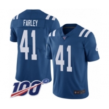 Men's Indianapolis Colts #41 Matthias Farley Royal Blue Team Color Vapor Untouchable Limited Player 100th Season Football Jersey