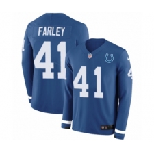 Men's Nike Indianapolis Colts #41 Matthias Farley Limited Blue Therma Long Sleeve NFL Jersey