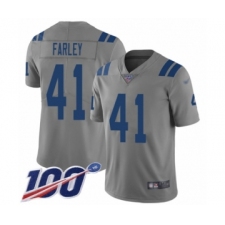 Youth Indianapolis Colts #41 Matthias Farley Limited Gray Inverted Legend 100th Season Football Jersey