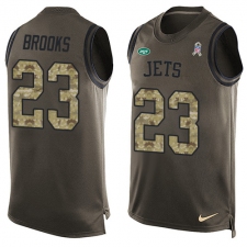 Men's Nike New York Jets #23 Terrence Brooks Limited Green Salute to Service Tank Top NFL Jersey