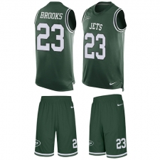 Men's Nike New York Jets #23 Terrence Brooks Limited Green Tank Top Suit NFL Jersey