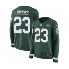 Women's Nike New York Jets #23 Terrence Brooks Limited Green Therma Long Sleeve NFL Jersey