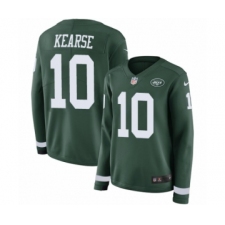 Women's Nike New York Jets #10 Jermaine Kearse Limited Green Therma Long Sleeve NFL Jersey