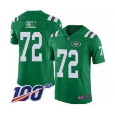 Men's New York Jets #72 Brandon Shell Limited Green Rush Vapor Untouchable 100th Season Football Jersey