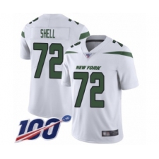 Men's New York Jets #72 Brandon Shell White Vapor Untouchable Limited Player 100th Season Football Jersey