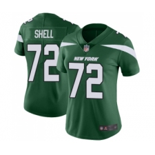 Women's New York Jets #72 Brandon Shell Green Team Color Vapor Untouchable Limited Player Football Jersey