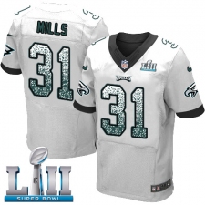 Men's Nike Philadelphia Eagles #31 Jalen Mills Elite White Road Drift Fashion Super Bowl LII NFL Jersey