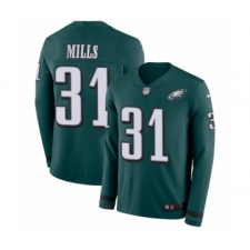 Men's Nike Philadelphia Eagles #31 Jalen Mills Limited Green Therma Long Sleeve NFL Jersey