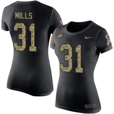 Women's Nike Philadelphia Eagles #31 Jalen Mills Black Camo Salute to Service T-Shirt