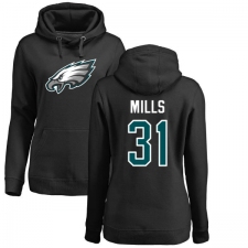 Women's Nike Philadelphia Eagles #31 Jalen Mills Black Name & Number Logo Pullover Hoodie