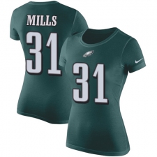 Women's Nike Philadelphia Eagles #31 Jalen Mills Green Rush Pride Name & Number T-Shirt