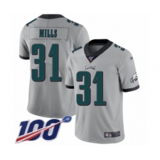 Youth Philadelphia Eagles #31 Jalen Mills Limited Silver Inverted Legend 100th Season Football Jersey