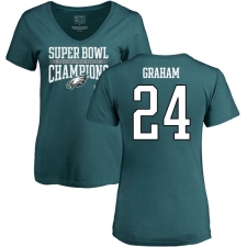Women's Nike Philadelphia Eagles #24 Corey Graham Green Super Bowl LII Champions V-Neck T-Shirt