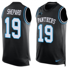 Men's Nike Carolina Panthers #19 Russell Shepard Elite Black Player Name & Number Tank Top NFL Jersey