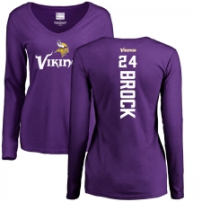 NFL Women's Nike Minnesota Vikings #24 Tramaine Brock Purple Backer Slim Fit Long Sleeve T-Shirt