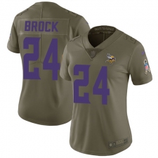 Women's Nike Minnesota Vikings #24 Tramaine Brock Limited Olive 2017 Salute to Service NFL Jersey