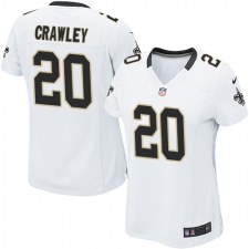 Women's Nike New Orleans Saints #20 Ken Crawley Game White NFL Jersey