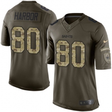 Men's Nike New Orleans Saints #80 Clay Harbor Elite Green Salute to Service NFL Jersey