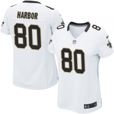 Women's Nike New Orleans Saints #80 Clay Harbor Game White NFL Jersey