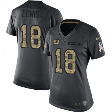 Women's Nike New York Giants #18 Roger Lewis Limited Black 2016 Salute to Service NFL Jersey