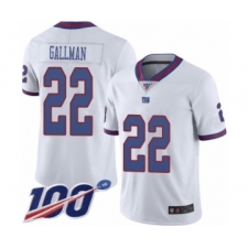 Men's New York Giants #22 Wayne Gallman Limited White Rush Vapor Untouchable 100th Season Football Jersey