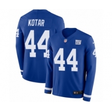 Men's Nike New York Giants #44 Doug Kotar Limited Royal Blue Therma Long Sleeve NFL Jersey