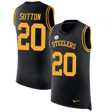 Men's Nike Pittsburgh Steelers #20 Cameron Sutton Black Rush Player Name & Number Tank Top NFL Jersey