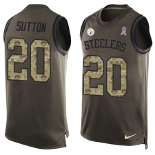 Men's Nike Pittsburgh Steelers #20 Cameron Sutton Limited Green Salute to Service Tank Top NFL Jersey