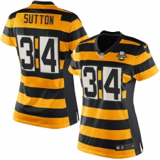 Women's Nike Pittsburgh Steelers #34 Cameron Sutton Game Yellow/Black Alternate 80TH Anniversary Throwback NFL Jersey