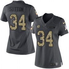 Women's Nike Pittsburgh Steelers #34 Cameron Sutton Limited Black 2016 Salute to Service NFL Jersey