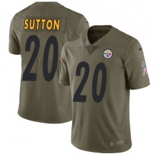Youth Nike Pittsburgh Steelers #20 Cameron Sutton Limited Olive 2017 Salute to Service NFL Jersey