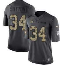 Youth Nike Pittsburgh Steelers #34 Cameron Sutton Limited Black 2016 Salute to Service NFL Jersey
