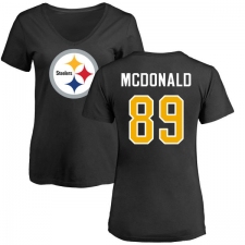 NFL Women's Nike Pittsburgh Steelers #89 Vance McDonald Black Name & Number Logo Slim Fit T-Shirt