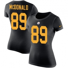 Women's Nike Pittsburgh Steelers #89 Vance McDonald Black Rush Pride Name & Number T-Shirt