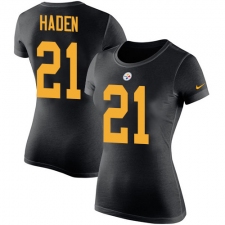 Women's Nike Pittsburgh Steelers #21 Joe Haden Black Rush Pride Name & Number T-Shirt