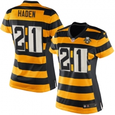 Women's Nike Pittsburgh Steelers #21 Joe Haden Elite Yellow/Black Alternate 80TH Anniversary Throwback NFL Jersey