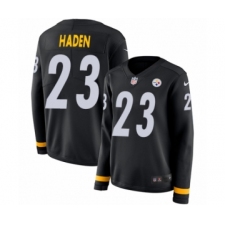 Women's Nike Pittsburgh Steelers #23 Joe Haden Limited Black Therma Long Sleeve NFL Jersey