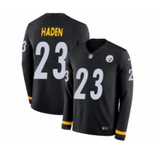 Youth Nike Pittsburgh Steelers #23 Joe Haden Limited Black Therma Long Sleeve NFL Jersey