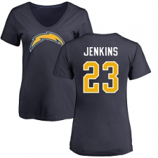 NFL Women's Nike Los Angeles Chargers #23 Rayshawn Jenkins Navy Blue Name & Number Logo T-Shirt
