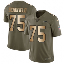 Men's Nike Los Angeles Chargers #75 Michael Schofield Limited Olive Gold 2017 Salute to Service NFL Jerseyey