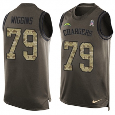 Men's Nike Los Angeles Chargers #79 Kenny Wiggins Limited Green Salute to Service Tank Top NFL Jersey
