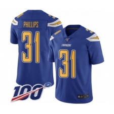 Men's Los Angeles Chargers #31 Adrian Phillips Limited Electric Blue Rush Vapor Untouchable 100th Season Football Jersey