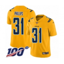 Men's Los Angeles Chargers #31 Adrian Phillips Limited Gold Inverted Legend 100th Season Football Jersey