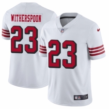 Men's Nike San Francisco 49ers #23 Ahkello Witherspoon Elite White Rush Vapor Untouchable NFL Jersey