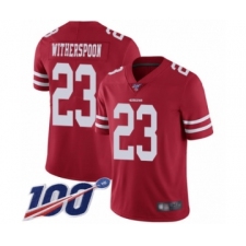Men's San Francisco 49ers #23 Ahkello Witherspoon Red Team Color Vapor Untouchable Limited Player 100th Season Football Jersey